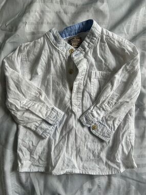 Baby Button-Front White Cotton Shirt - 3-6M